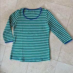 LL Bean striped 3/4 sleeve tee